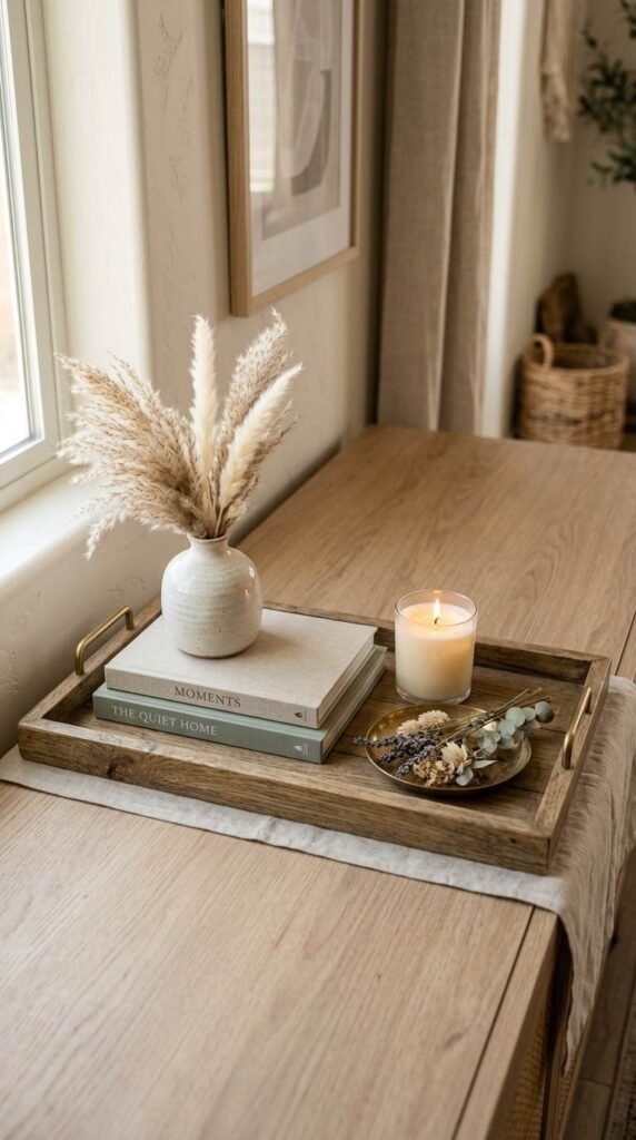 Wooden Tray with Decorative Items