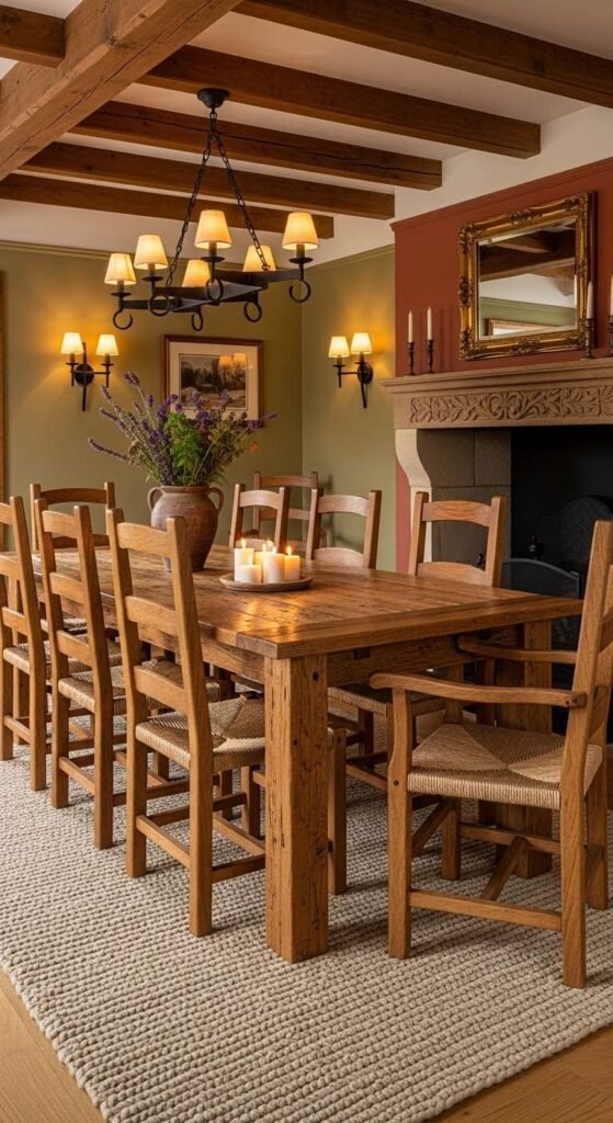 Traditional Dining Room with Rustic Wood Touch