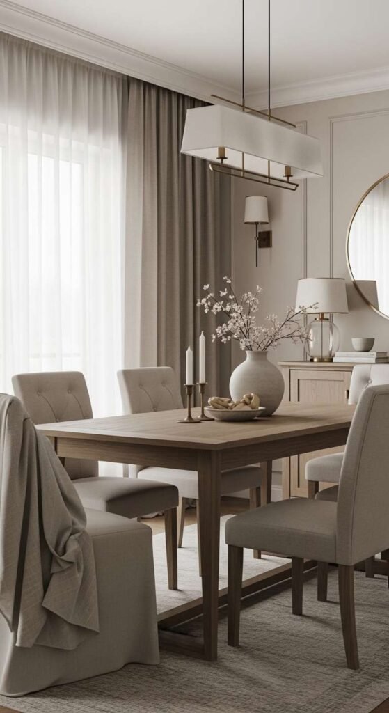 Traditional Dining Room with Neutral Color Harmony