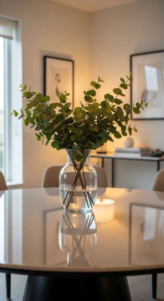 Glass Vase with Greenery