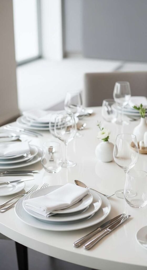 Simple White Table Setting