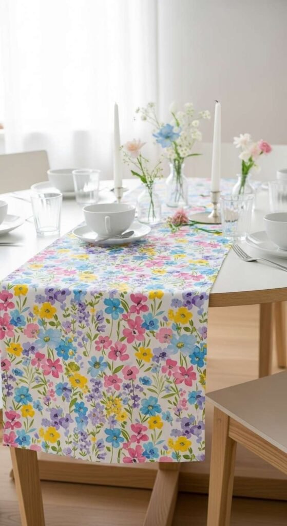 Floral Table Runner Focus