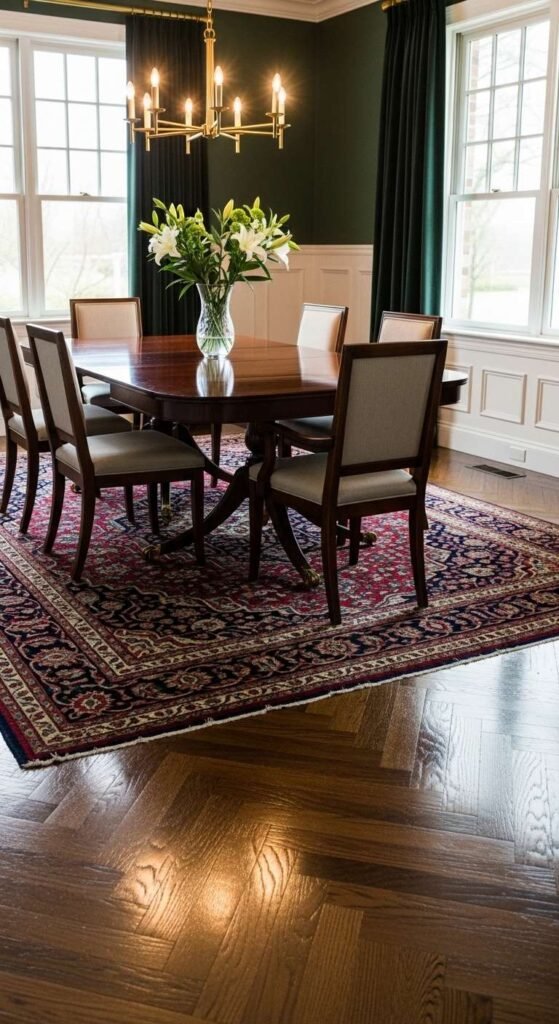 Traditional Dining Room with Classic Flooring Style
