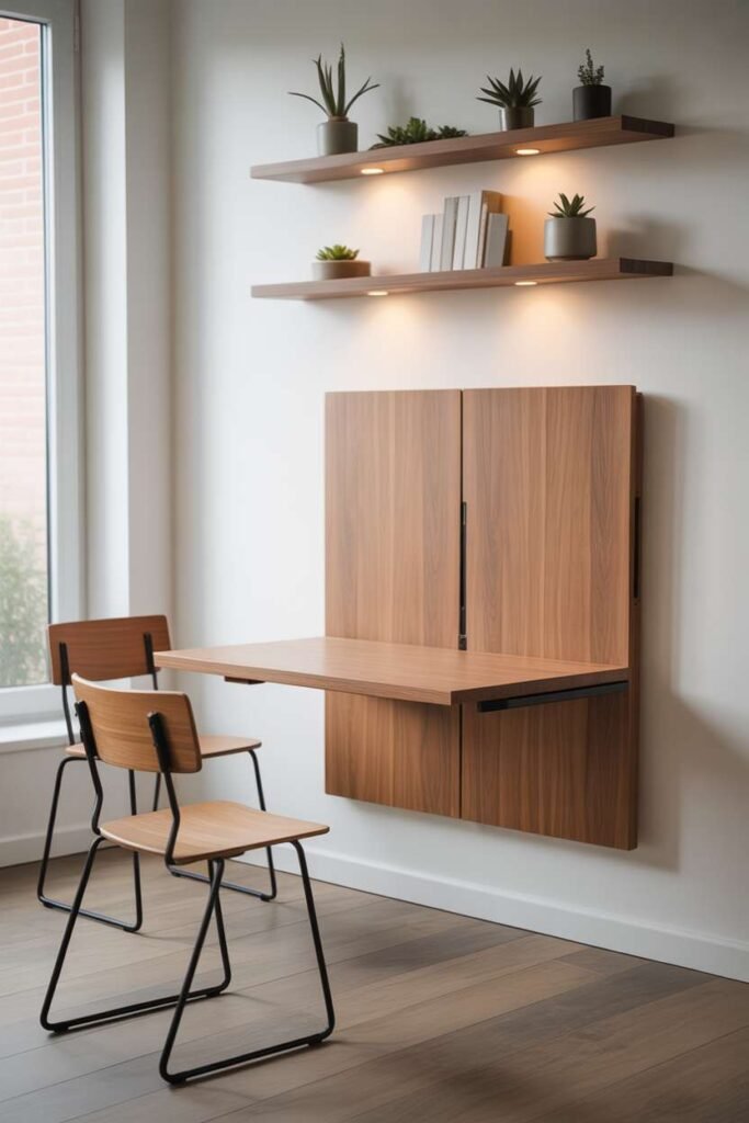 Wall-Mounted Foldable Dining Table Idea