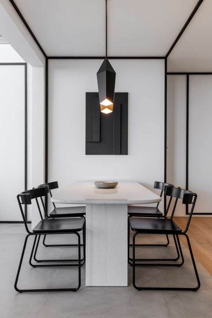 Compact Black & White Modern Dining Setup