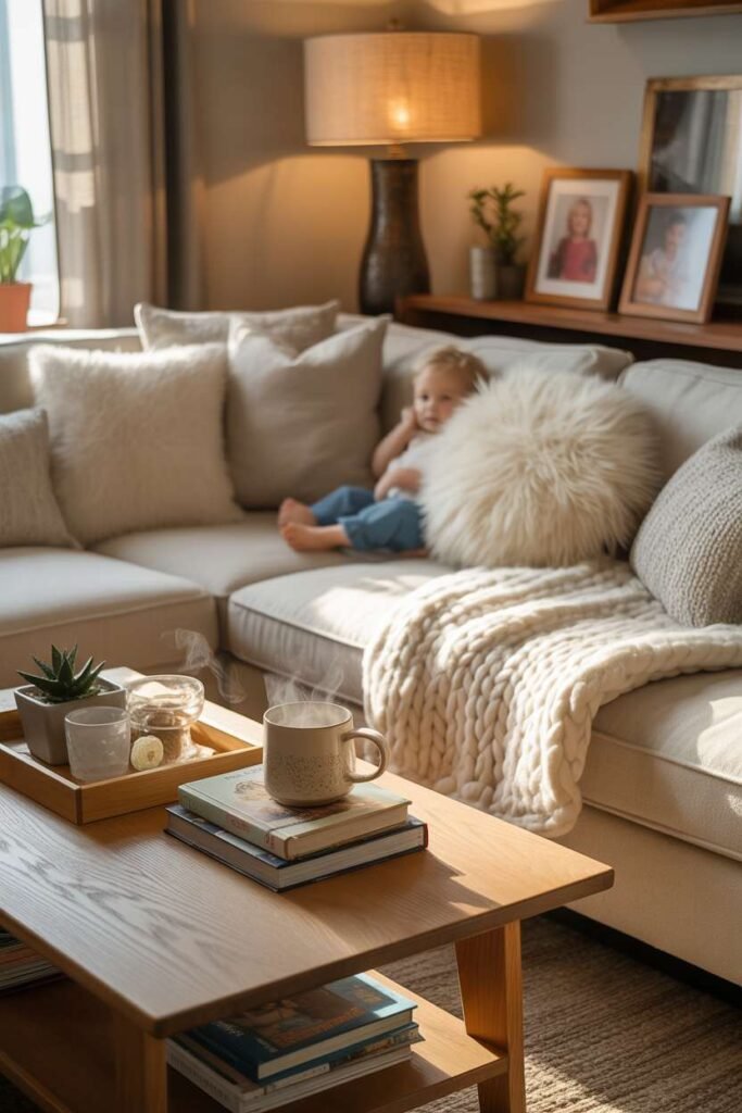 Beige Sofa with Ultra Cozy Family Style