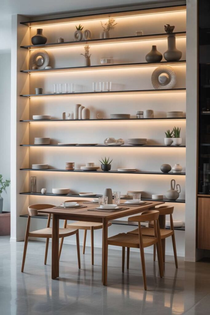 Wall Shelf Vertical Dining Storage Idea