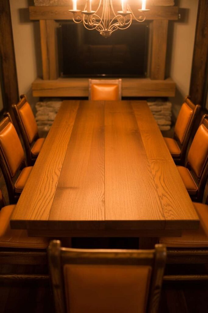 Rustic Wooden Dining Table Focus