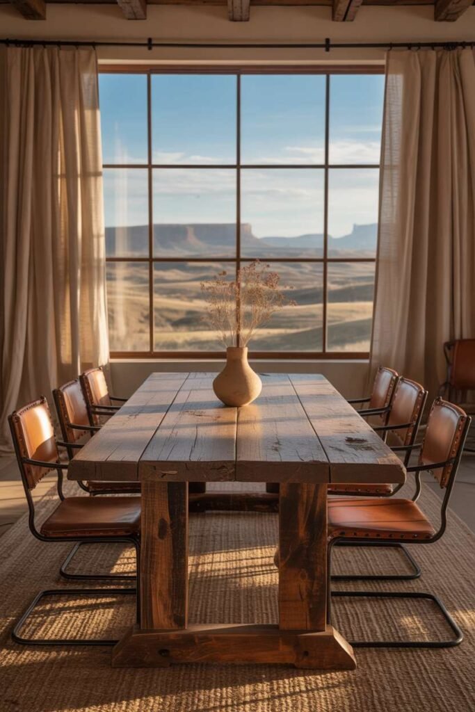 Western Rustic Dining Window View Setup