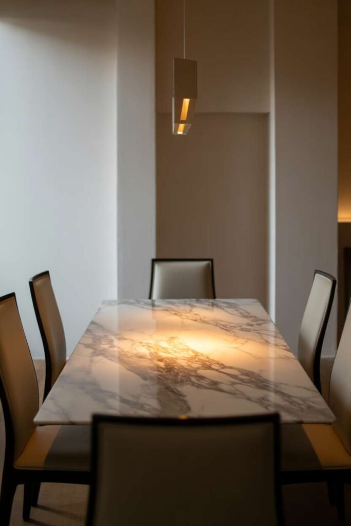 Compact Marble Top Dining Elegance