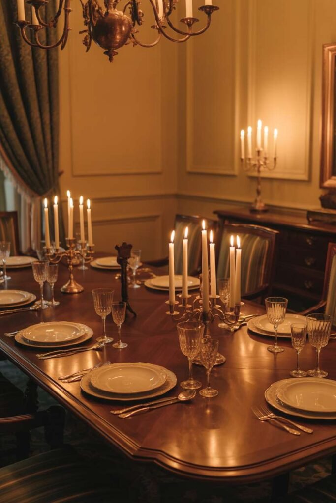 Traditional Dining Room with Candlelight Ambience