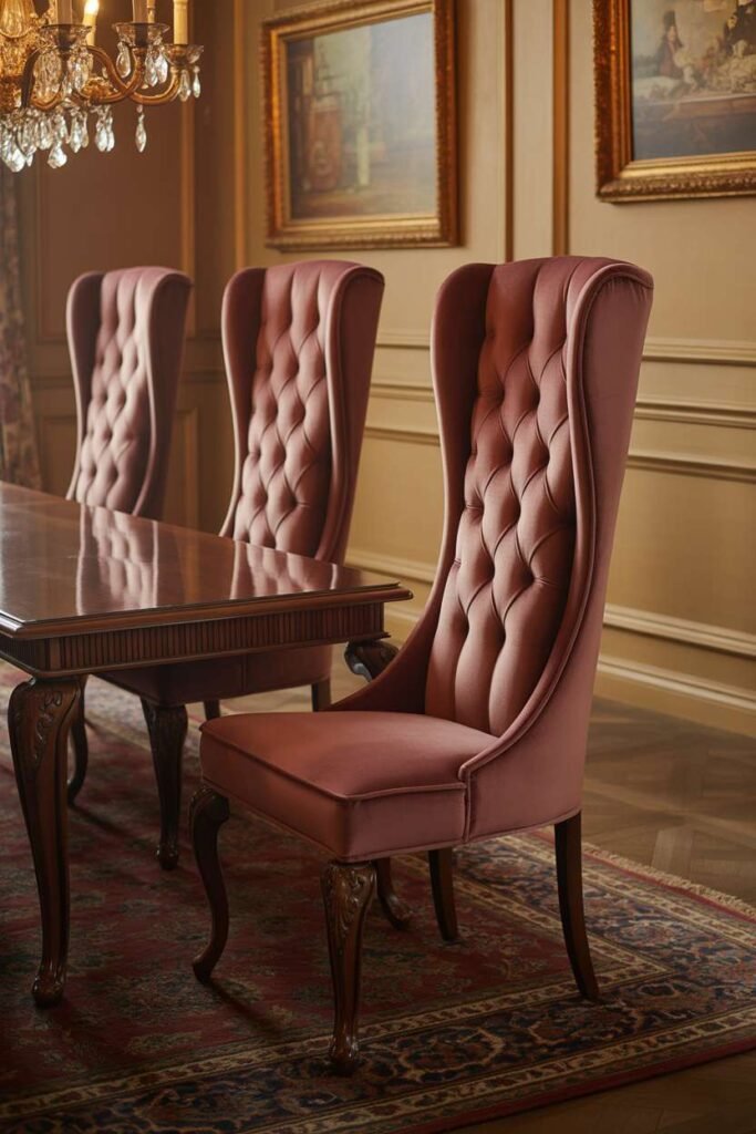 Traditional Dining Room with Upholstered Luxury Chairs
