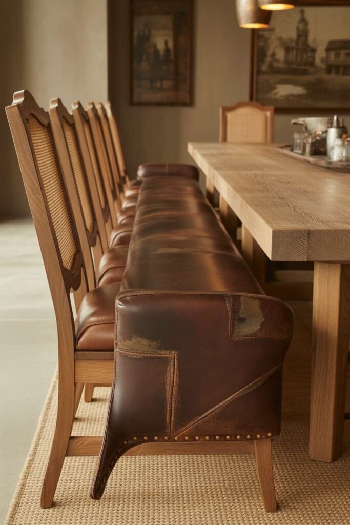Western Leather Bench Seating