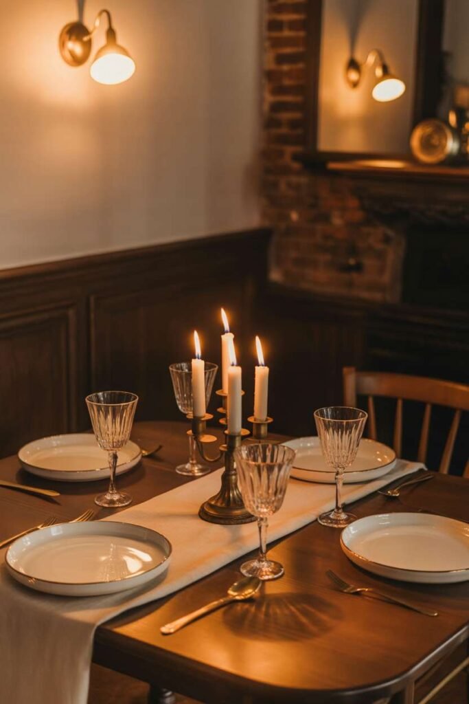  Cozy Candlelit Dining Ambiance Setup