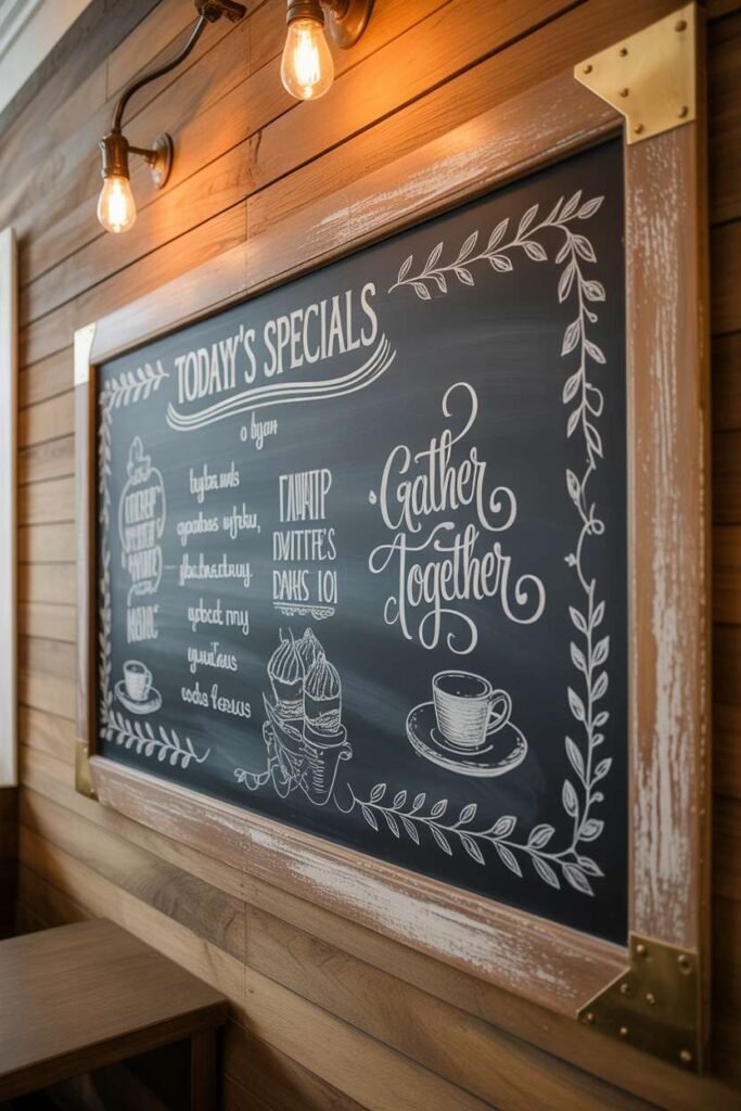 Vintage Distressed Chalkboard Art Wall