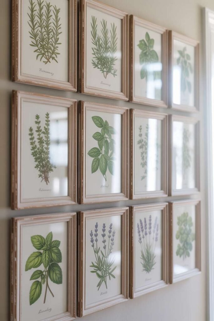 Vintage Botanical Framed Herb Wall Gallery