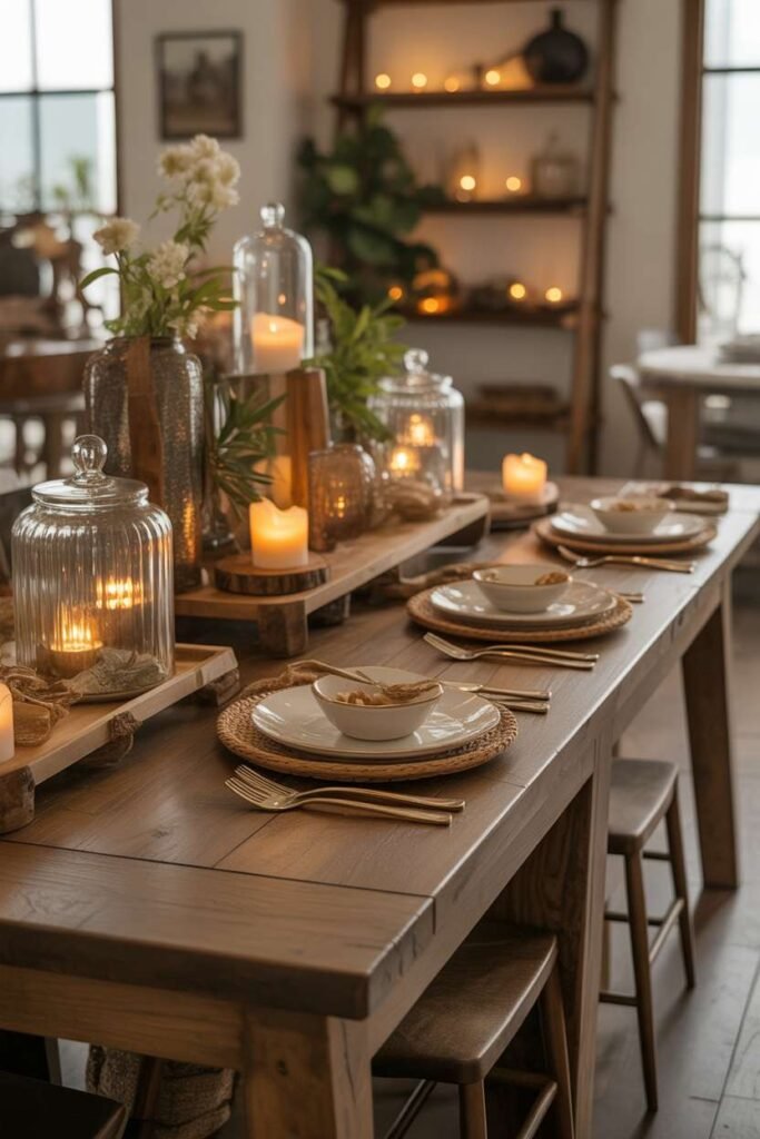 Western Rustic Buffet Table Setup