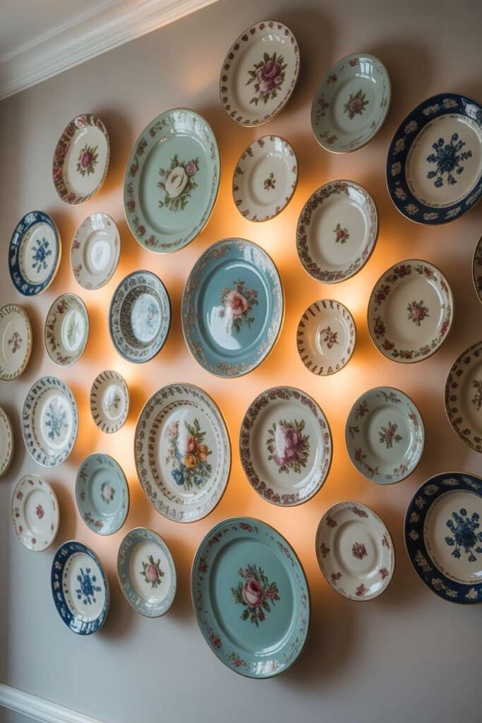 Vintage Hanging Plate Wall Display