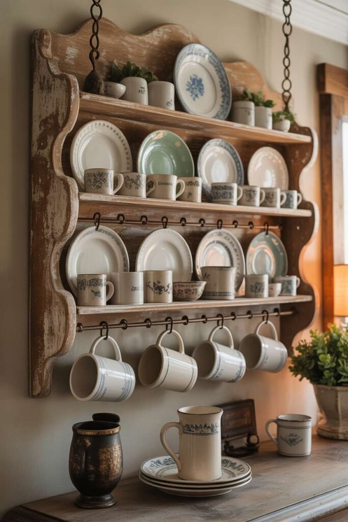 Vintage Hanging Plate Rack Wall Display