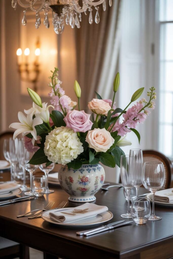 Traditional Floral Centerpiece Dining Style 