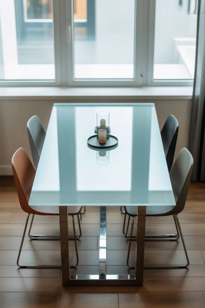 Glass Dining Table for Open Space Effect