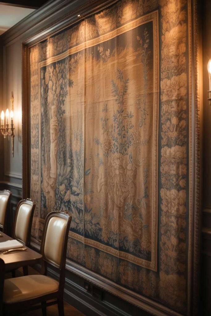 Vintage Framed Tapestry Wall Art