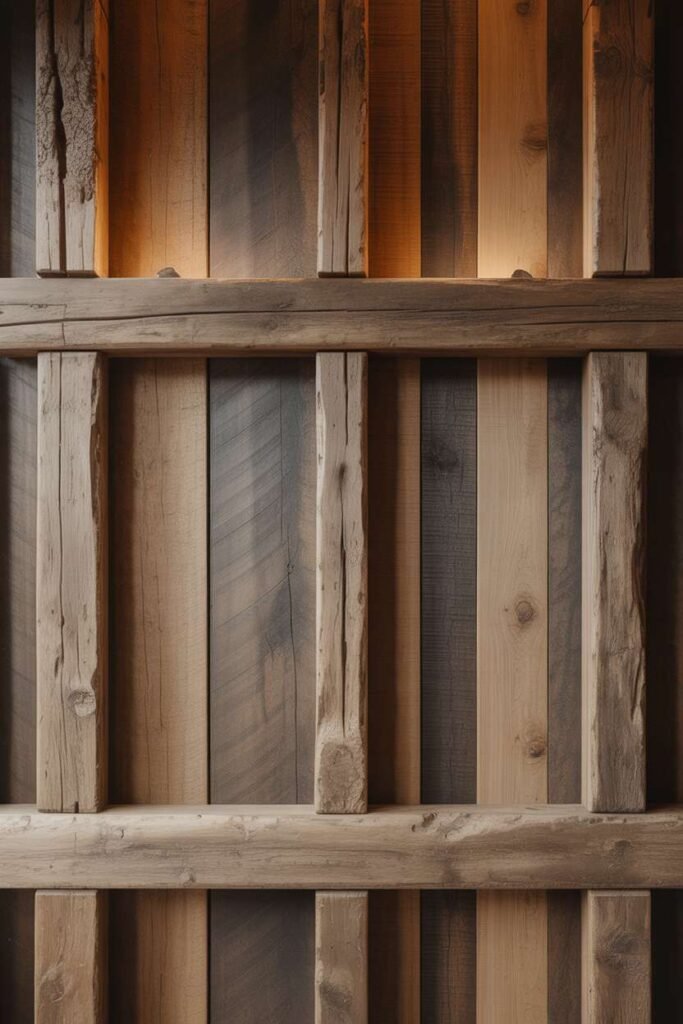 Vintage Wooden Beam Wall Accent Design