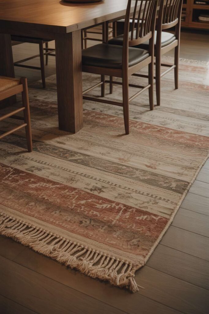  Western Cozy Rug Under Dining Table