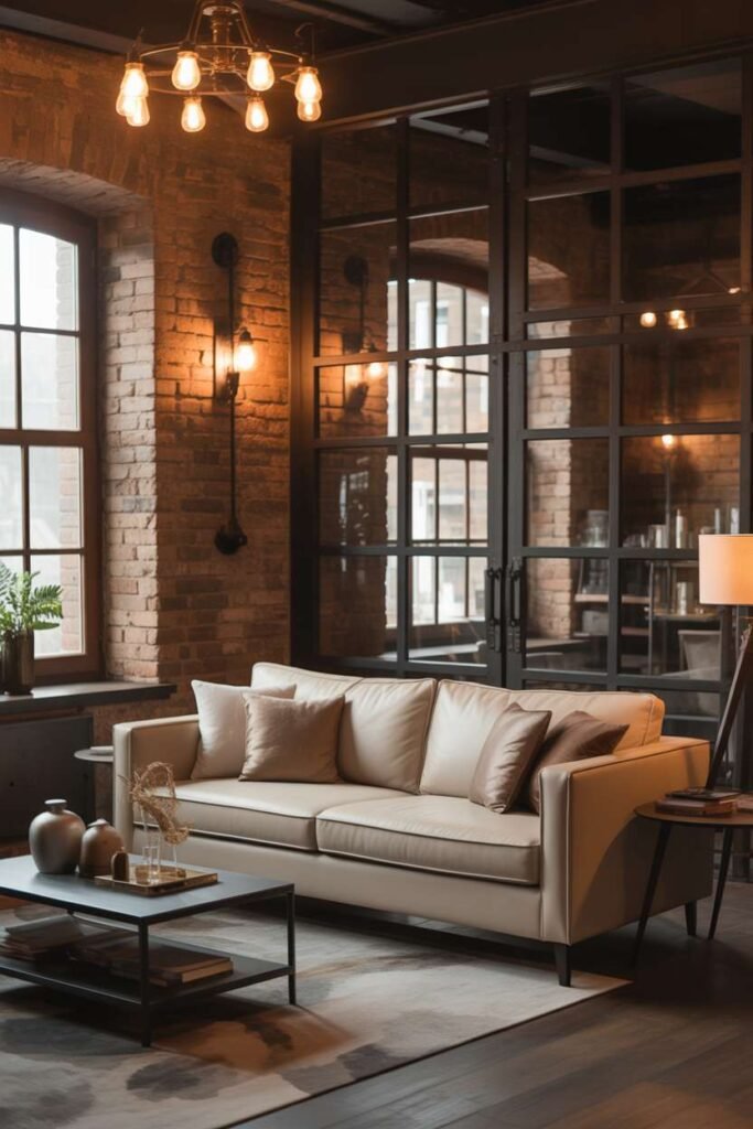 Beige Sofa with Industrial Chic Style
