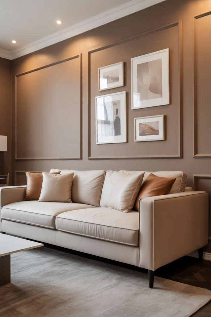 Beige Sofa with Elegant Accent Wall Design