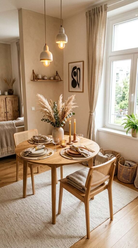 Cozy Neutral Apartment Dining Room Decor
