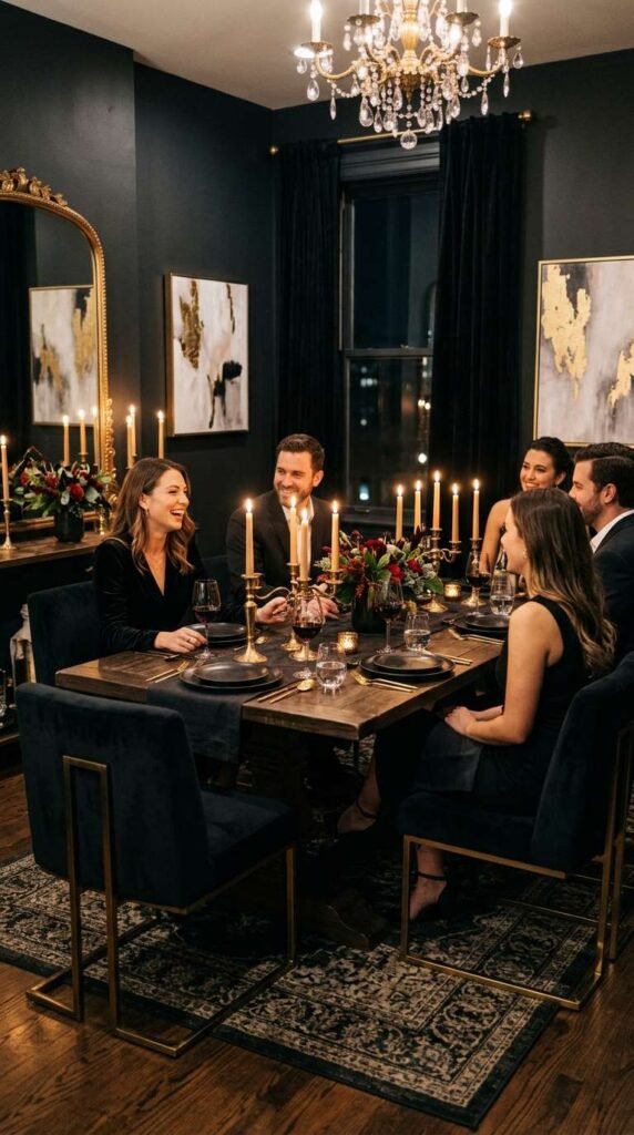 Dark Moody Apartment Dining Room Decor