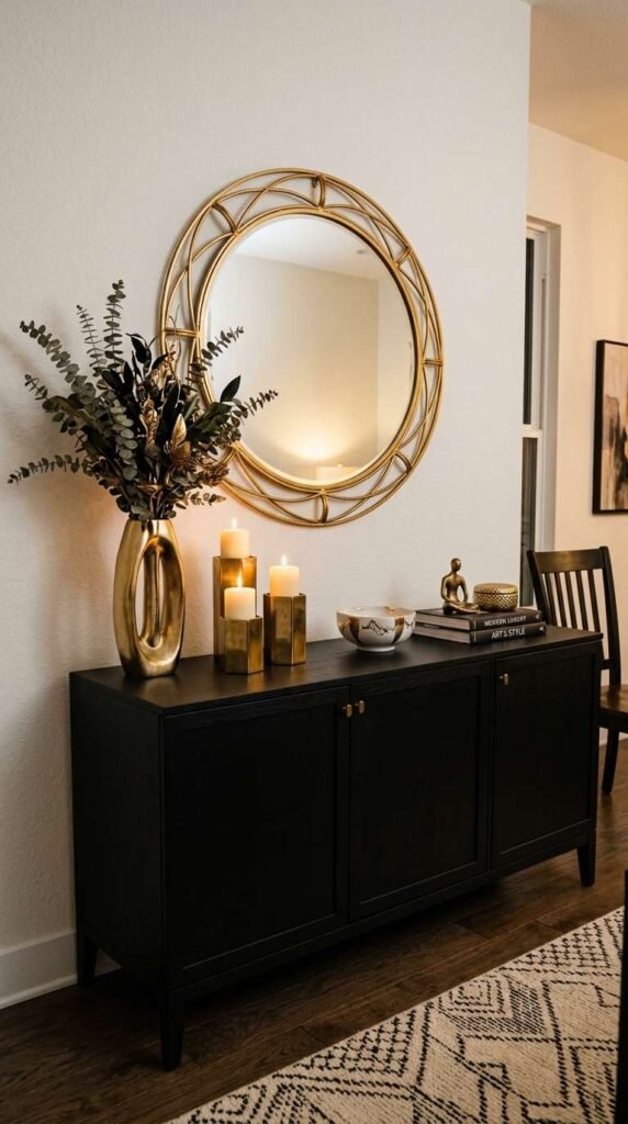 Bold Black Accent Buffet Styling