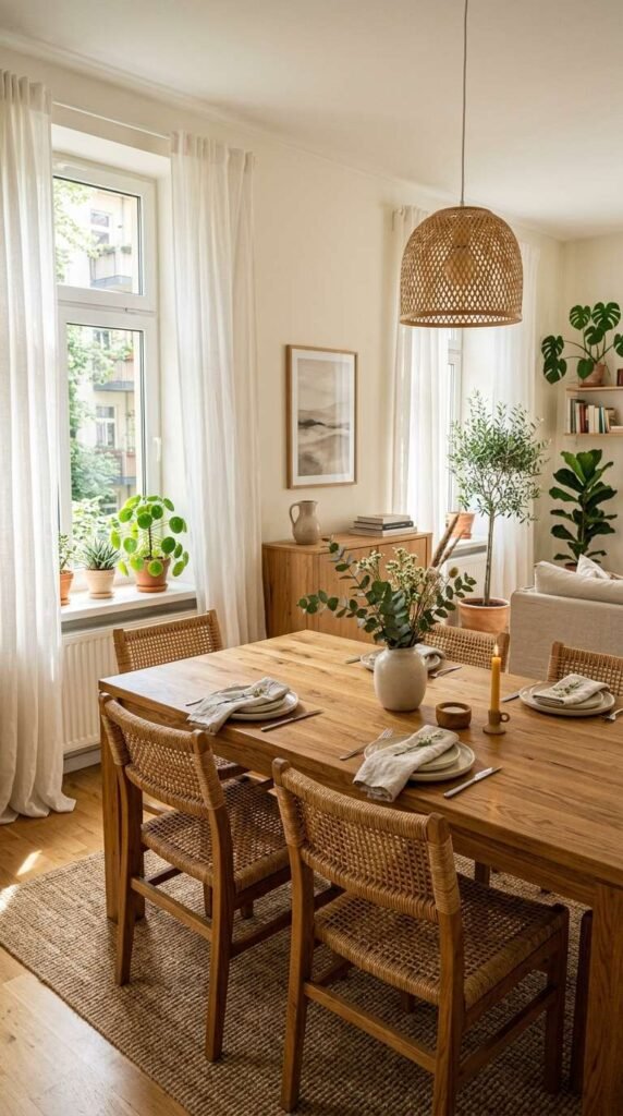Natural Wood Apartment Dining Room Decor