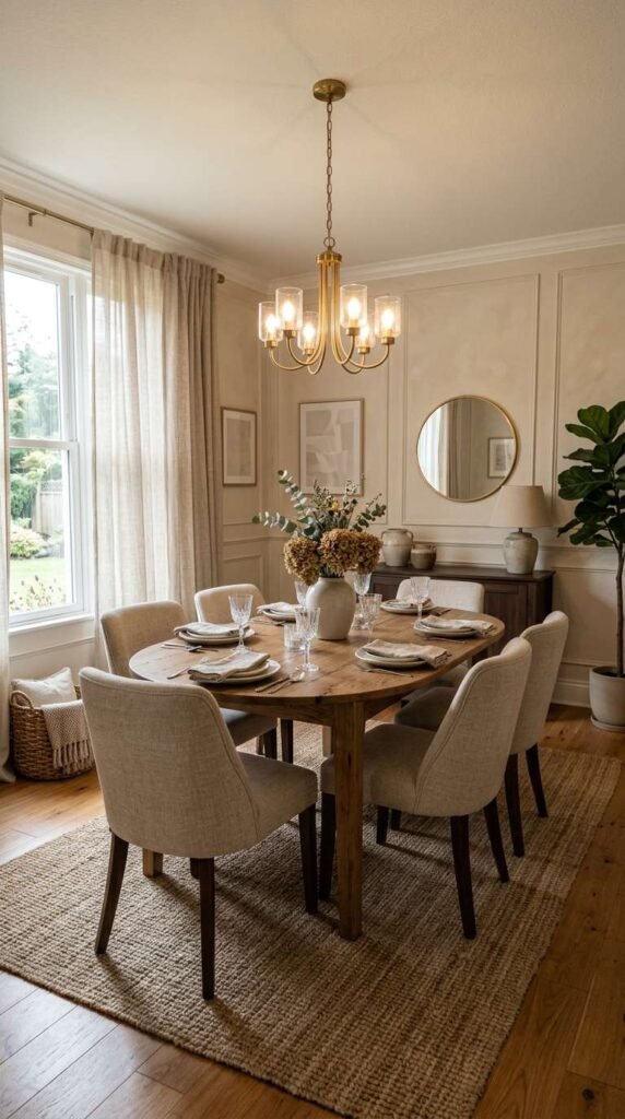 Neutral Beige Apartment Dining Room Decor