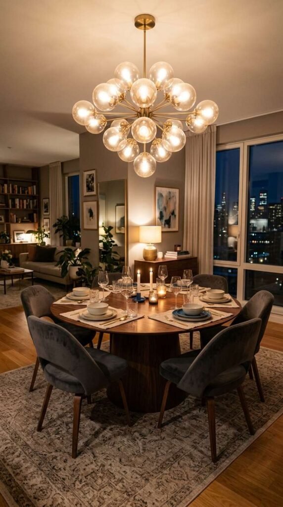 Statement Lighting Apartment Dining Room Decor
