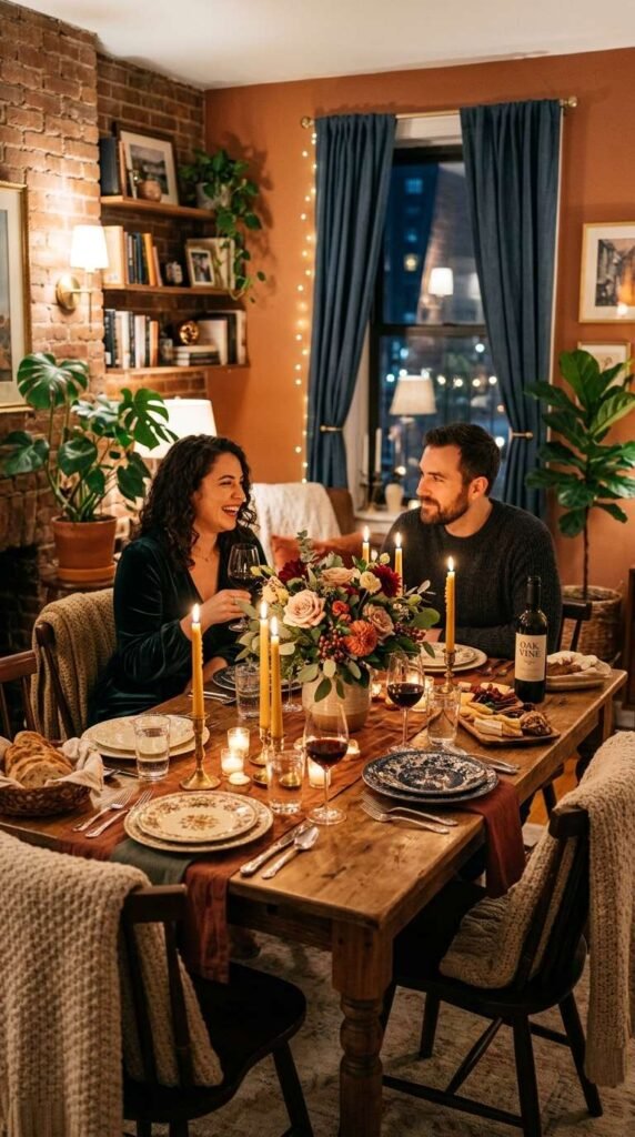 Romantic Candlelit Apartment Dining Room Decor