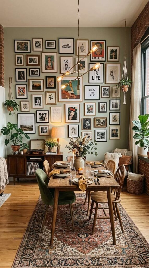 Artistic Gallery Wall Apartment Dining Room Decor