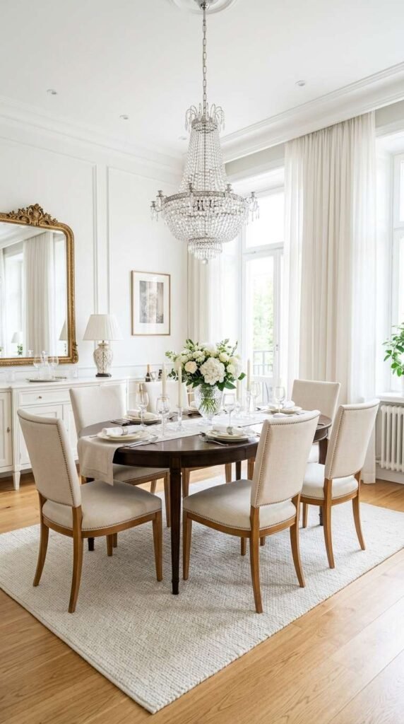 Elegant White Apartment Dining Room Decor