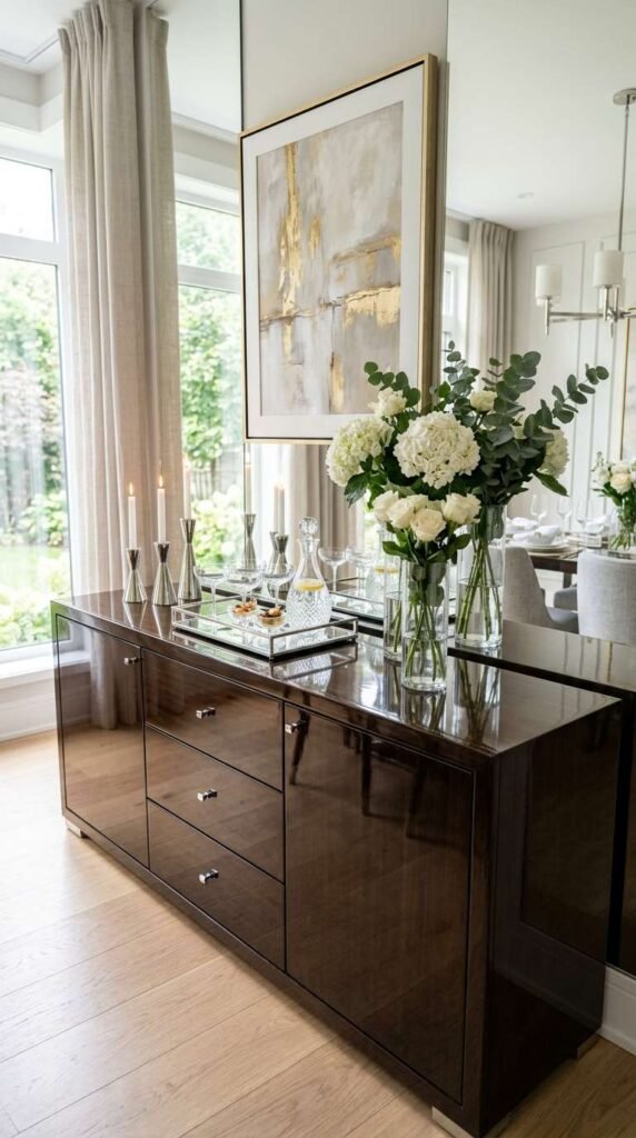 Glass and Metallic Buffet Elegance