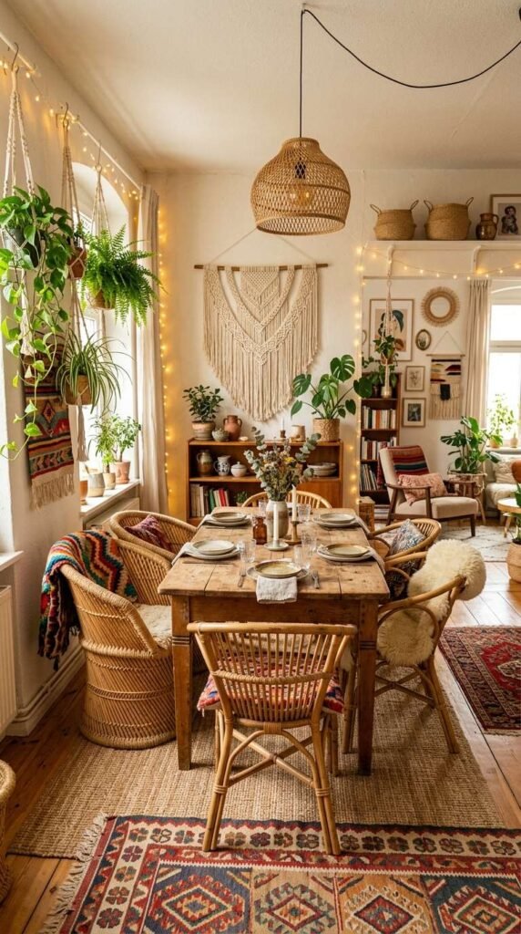 Boho Chic Apartment Dining Room
