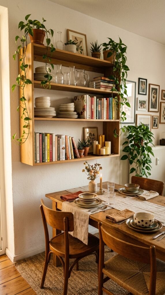 Open Shelving That Doubles as Dining Room Storage and Decor