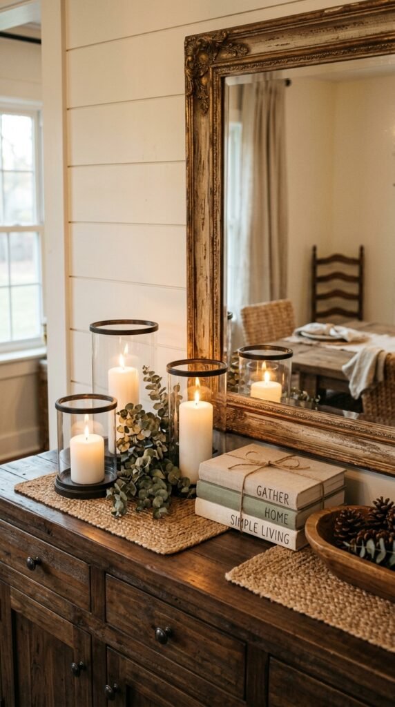 Candles and Lanterns That Set a Warm Dining Room Ambiance