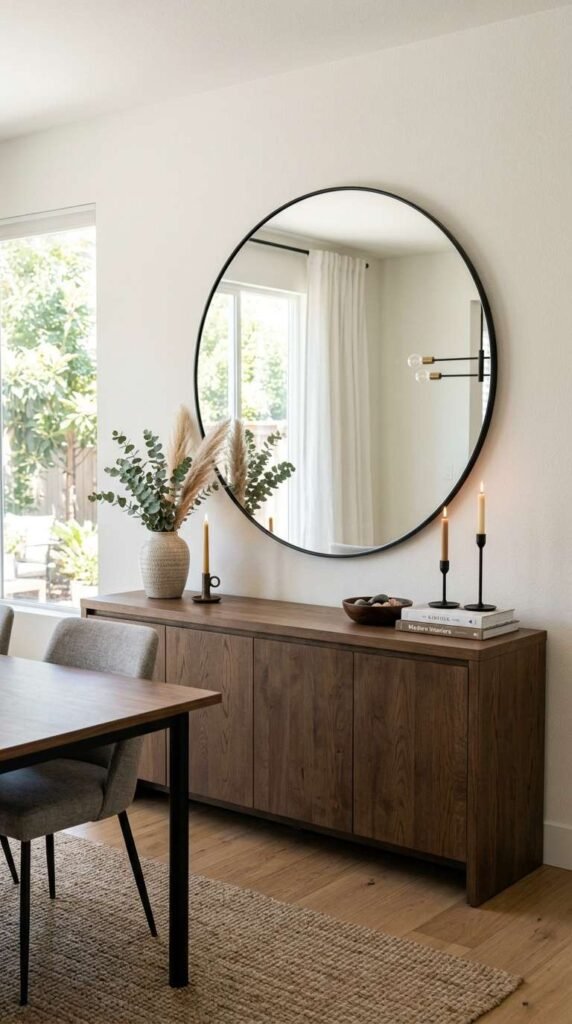 Statement Mirror Above Buffet