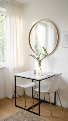 Use a Large Wall Mirror to Open Up Your Dining Space