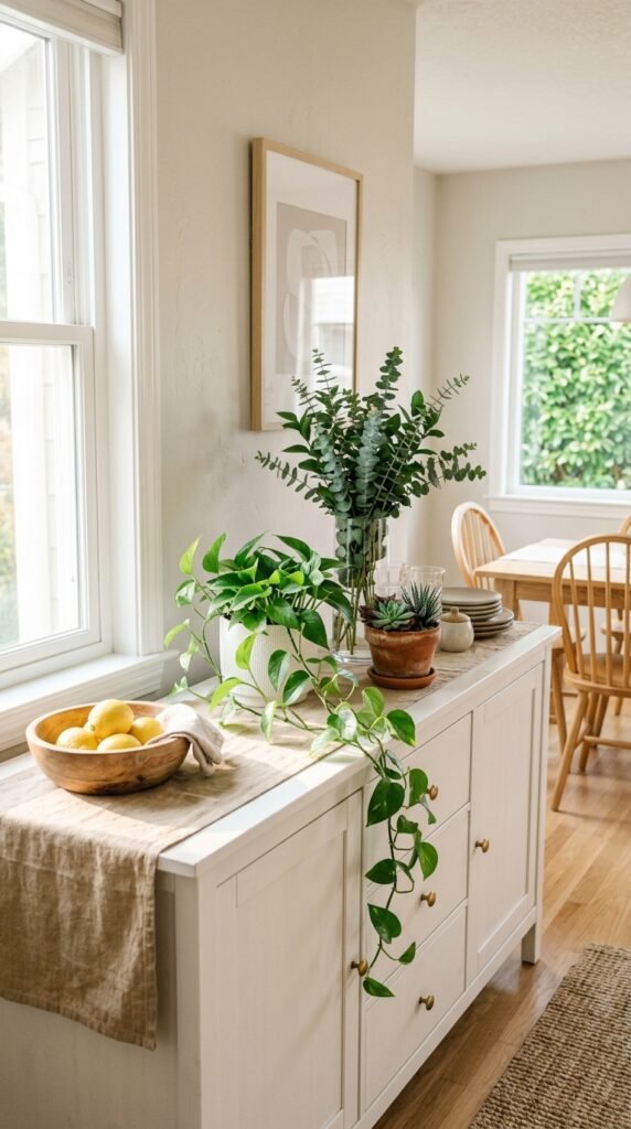Greenery, Plants, and Botanical Buffet Decor for a Fresh Look