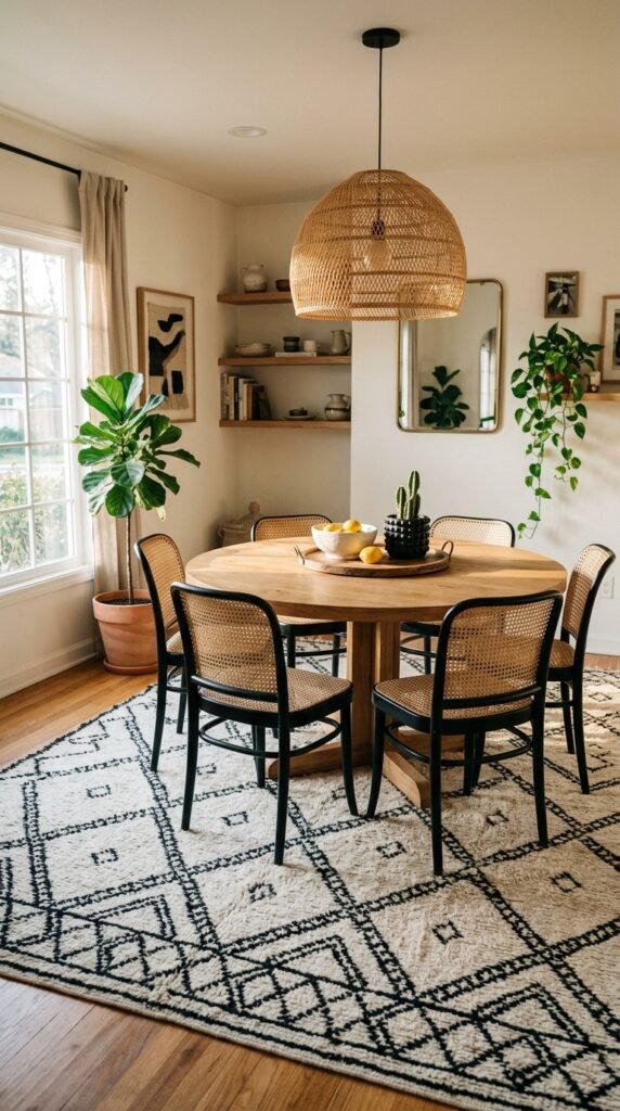 Charming Black and White Dining Room Rug Ideas to Anchor Your Space