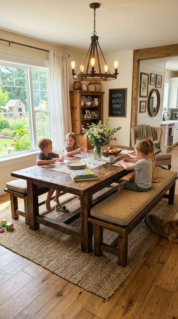 Kids-Friendly Modern Farmhouse Dining Spaces