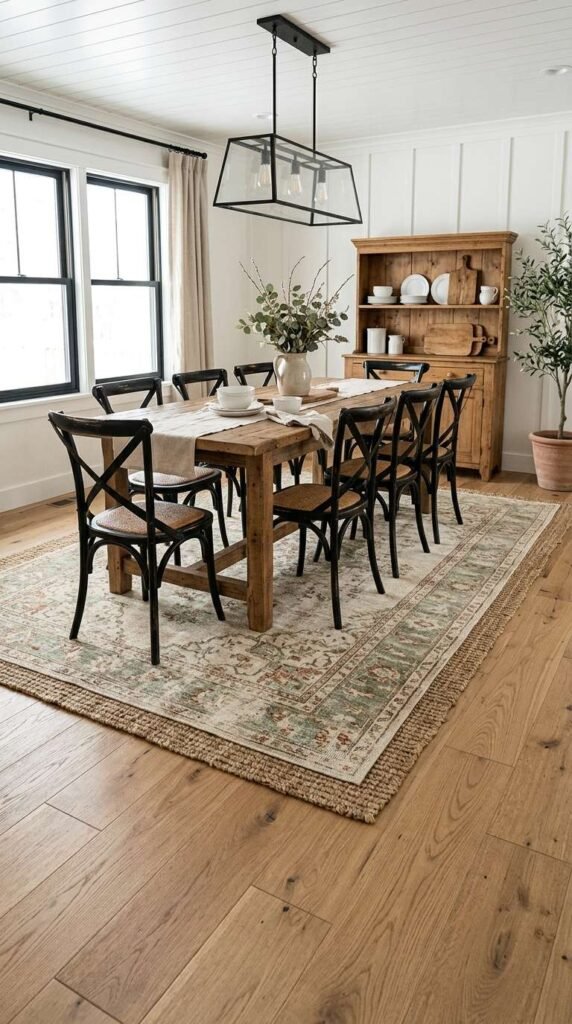 Farmhouse Dining Room Rugs & Flooring