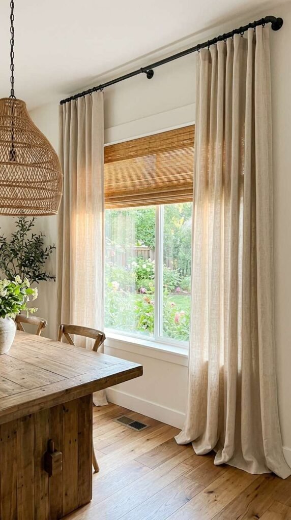 Farmhouse Dining Room Curtains & Window Treatments
